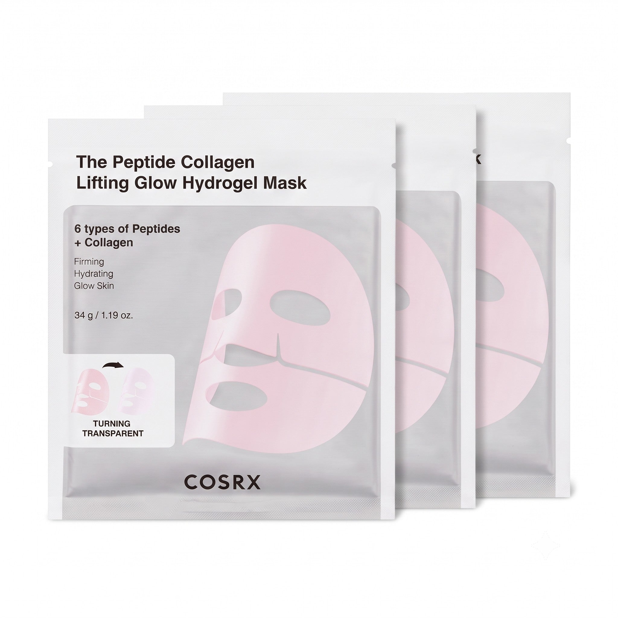 COSRX The Peptide Collagen Lifting Glow Hydrogel Mask 3 Sheets - Skin2.0